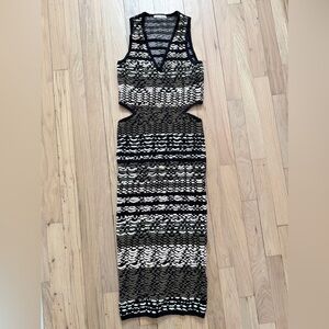 Torn by Ronny Kobo Black and Cream Midi Dress